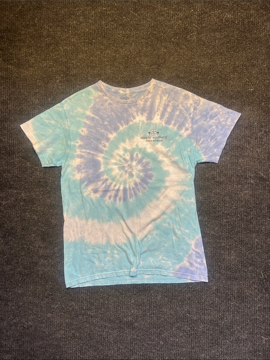 Simply Southern Tops - Simply Southern Blue & White Tie-Dye Short Sleeve Tee